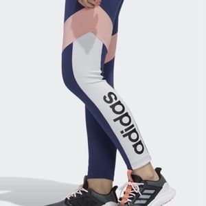 XL- adidas Navy & Rose Colorblock Climalite Tights